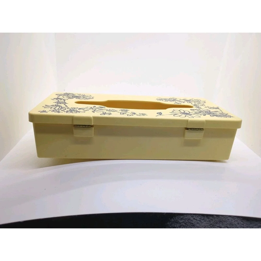 Vintage Hygiene 1960s? Blue Floral Tissue Box